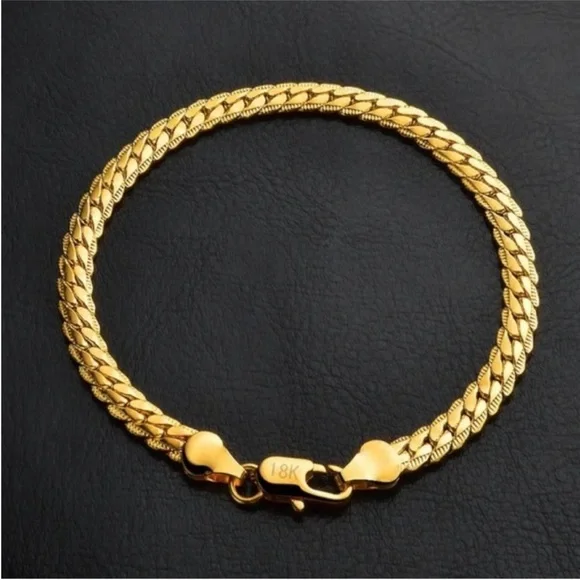 NEW Unisex 18K Yellow Gold Plated Bracelet - Picture 1 of 5